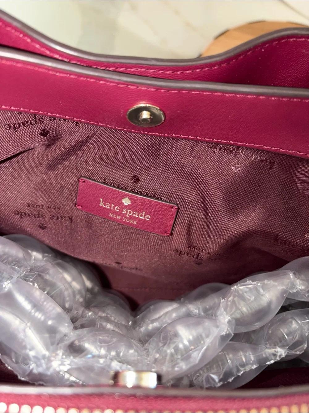 Kate Spade Large Dumpling Satchel Blackberry Preserves maroon cranberry bag